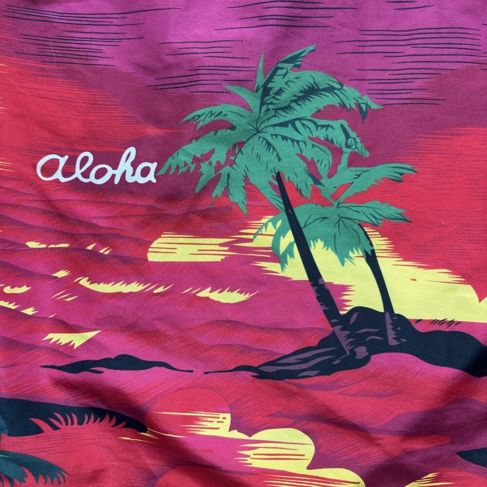 Year In Year Out Hawaiian Shirt‎ Mens XXL Red Tropical Sunset Palm Tree Aloha - Picture 14 of 15